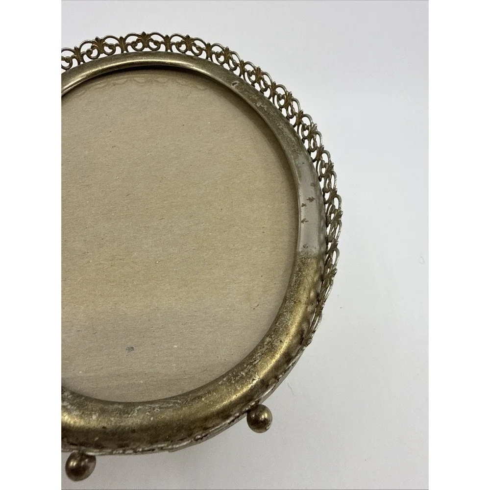 Vintage Frame Gold Plated Floral Lattice Ornate Filigree Oval 4x6